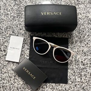 Versace Black and White Designer Sunglasses